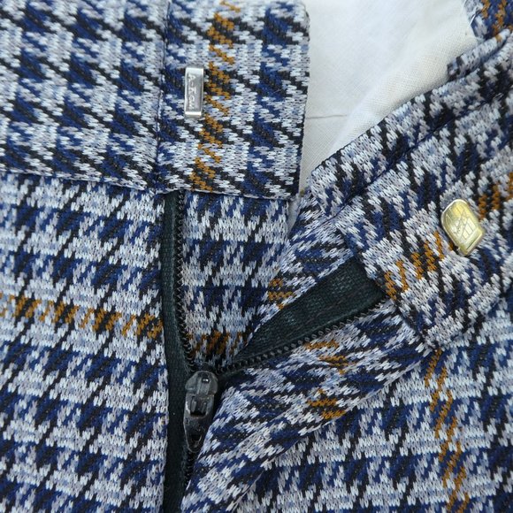 30x31 Vintage Double Knit Houndstooth Plaid Trouser Pants Groovy Straight Leg - Picture 5 of 11